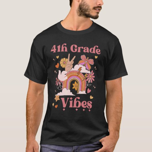 Vibes School Groovy Retro Girl Boho Rain T-shirt (Voorkant)