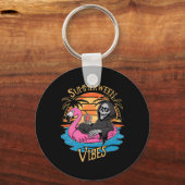 Vibes Skeleton Flamingo Spooky Halloween Zomer Sleutelhanger (Voorkant)