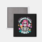 Vibes Skeleton Spooky Vakantie Halloween Zomer Magneet (Voorkant / Achterkant)