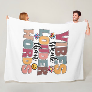 Vibes spreken luider dan woorden Retro groovy typo Fleece Deken