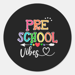Vibes Terug naar school Retro Pre-K leraren Ronde Sticker