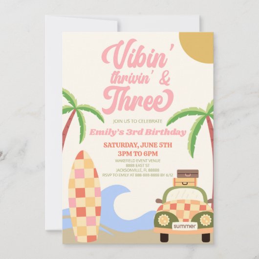 Vibes 'Thrivin' & Drie Surven 3e verjaardagsfeestj Kaart (Voorkant)