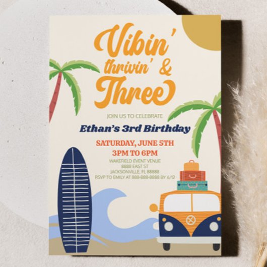 Vibes 'Thrivin' & Drie Surven 3e verjaardagsfeestj Kaart