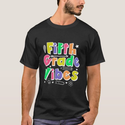 Vibes uit de vijfde klas terug naar school 5e klas t-shirt (Voorkant)