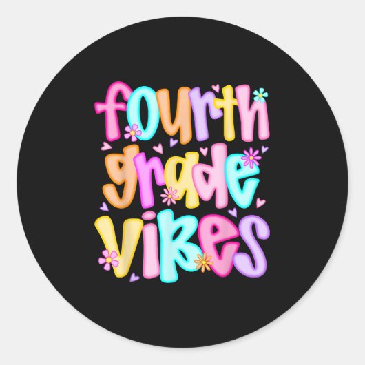 Vibes van de vierde klas terug naar school Happy F Ronde Sticker (Voorkant)