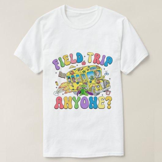 Vibes Velddag Schoolbus Geel Lesgeven T-shirt (Design voorkant)