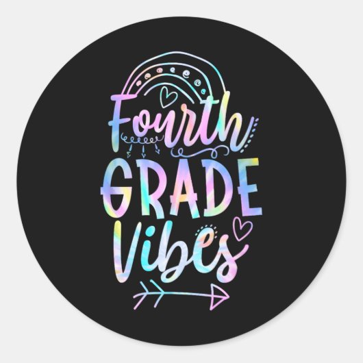 Vibes vierde klas terug naar school ronde sticker (Voorkant)