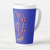 Vibewave Neon Surfplank Design – Retro Wave Glow A Latte Mok (Rechterhoek)