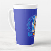 Vibewave Neon Surfplank Design – Retro Wave Glow A Latte Mok (Linkerhoek)