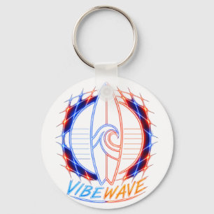 Vibewave Neon Surfplank Design – Retro Wave Glow A Sleutelhanger