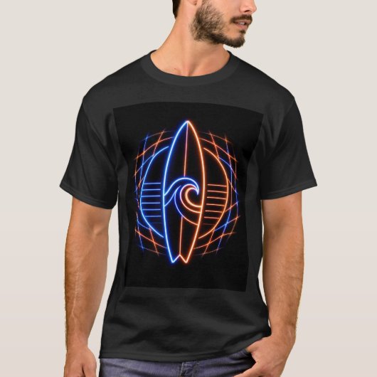Vibewave Neon Surfplank Design – Retro Wave Glow A T-shirt (Voorkant)
