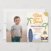 Vibin' & Drie Surven Blauw 3e verjaardagsfeest Kaart (Voorkant)