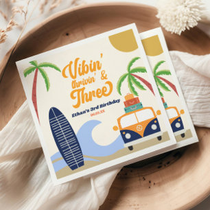 Vibin' & Drie Surven Blauw 3e verjaardagsfeest Servet