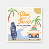 Vibin' & Drie Surven Blauw 3e verjaardagsfeest Servet (Voorkant)