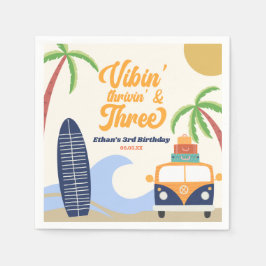 Vibin' & Drie Surven Blauw 3e verjaardagsfeest Servet