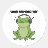 Vibin’ en Ribbitin" Ronde Sticker (Voorkant)