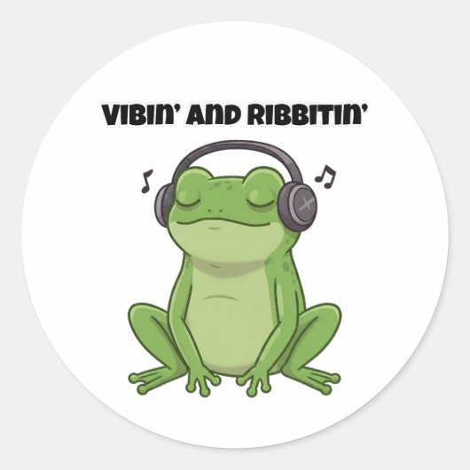 Vibin’ en Ribbitin" Ronde Sticker (Voorkant)