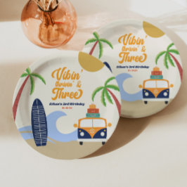 Vibin' & Three Surf Board Blauw 3de Verjaardagsfee Papieren Bordje