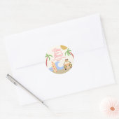 Vibin' & Three Surf Board Roze 3de Verjaardagsfees Ronde Sticker (Envelop)