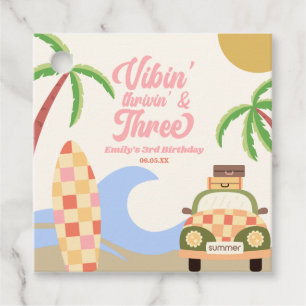 Vibin' & Three Surven Board Roze 3e verjaardag Bedankjes Labels