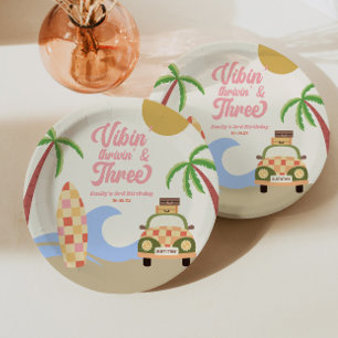 Vibin' & Three Surven Board Roze 3e verjaardag Papieren Bordje