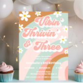 Vibin' Thrivin' DRIE Groovy 3de verjaardag retro Kaart