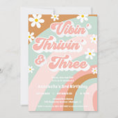 Vibin' Thrivin' DRIE Groovy 3de verjaardag retro Kaart (Voorkant)