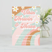 Vibin' Thrivin' DRIE Groovy 3de verjaardag retro Kaart (Staand voorkant)