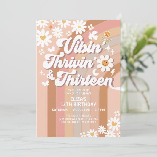 Vibin' Thrivin' en Dertien Aardse 70's Verjaardag Kaart (Staand voorkant)