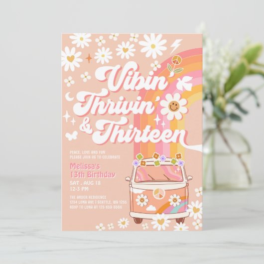 Vibin' Thrivin' en Dertien Groovy 13e verjaardag Kaart (Staand voorkant)