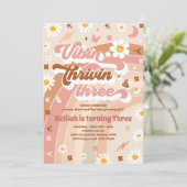 Vibin' Thrivin' en Drie Groovy 3de verjaardag Kaart (Staand voorkant)