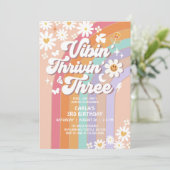 Vibin' Thrivin' en drie hippie-retro-verjaardagen Kaart (Staand voorkant)