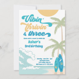 Vibin' Thrivin' en Three Retro Surf Beach Birthday Kaart