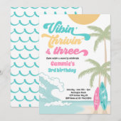 Vibin' Thrivin' en Three Retro Surf Beach Birthday Kaart (Voorkant / Achterkant)