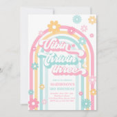 Vibin' Thrivin' Three Boho Daisy Rainbow Birthday Kaart (Voorkant)