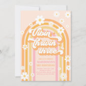 Vibin' Thrivin' Three Boho Daisy Rainbow Birthday Kaart (Voorkant)
