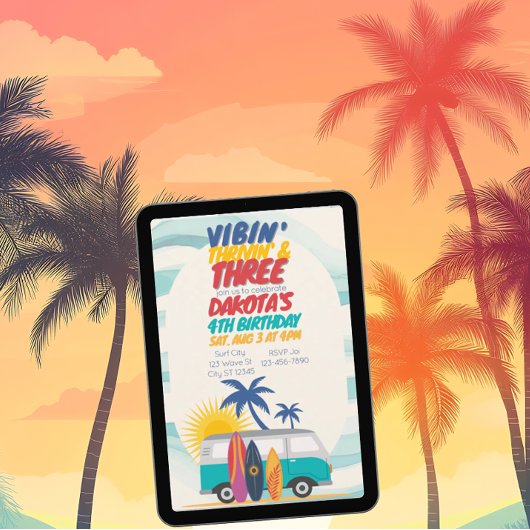 Vibin' Thrivin' & Three Surf Van 3e verjaardag Kaart