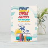 Vibin' Thrivin' & Three Surf Van 3rd Birthday Kaart (Staand voorkant)