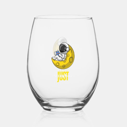 Vibing in de ruimte. wijnglas zonder voet (Achterkant)