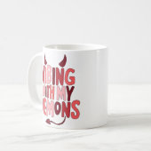 Vibing met mijn demonen koffiemok (Voorkant links)