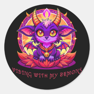 Vibing met mijn demonen ronde sticker