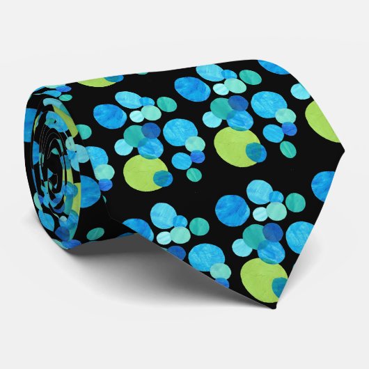 Vibranly gekleurde Necktie, Blue Moons Pattern Stropdas (Opgerold)