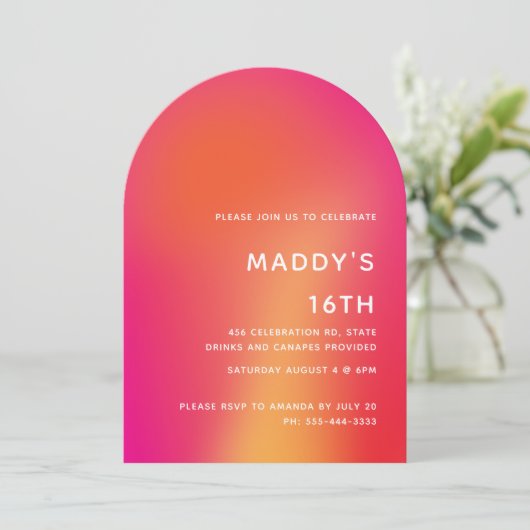 Vibrant 16e verjaardag uitnodiging Sjabloon (Staand voorkant)