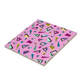 Vibrant 1980's roze en kleurrijke retro tegeltje (Zijkant)