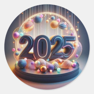 : Vibrant 2025 Celebration Design Ronde Sticker