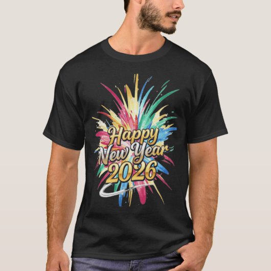 Vibrant 2026 New Year Typography T-shirt (Voorkant)