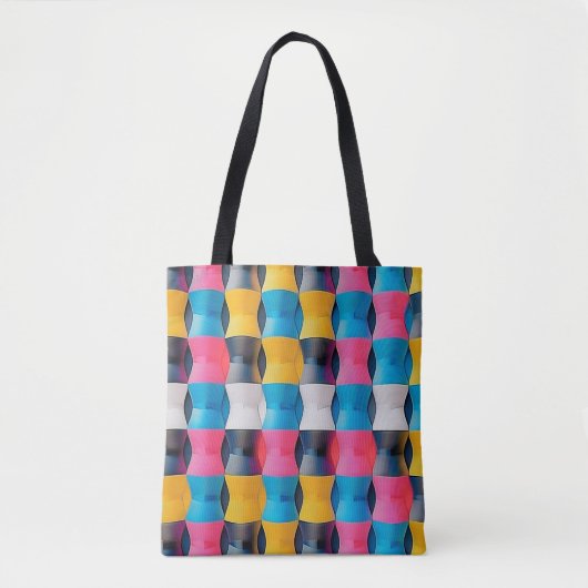 Vibrant 3D Hourglass Geometric Pattern Tote Bag (Voorkant)