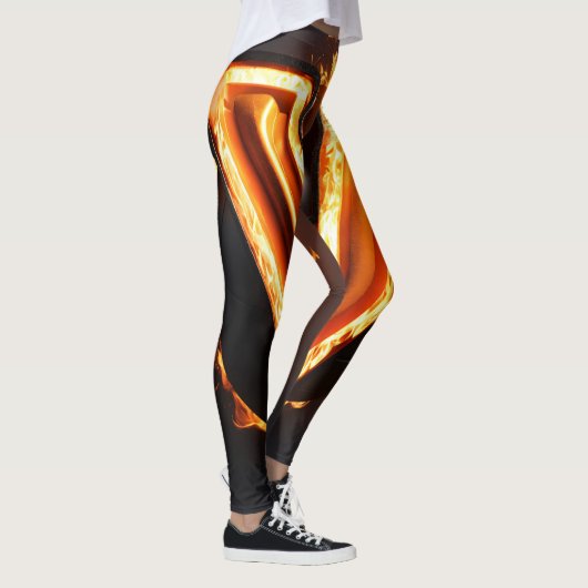 Vibrant 3D Orange Ball Pattern Leggings (Rechts)