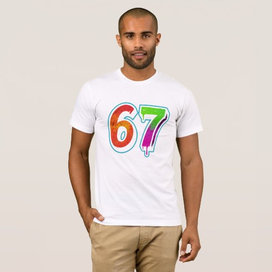  Vibrant 67 Art – Hand-Painted Number Design  T-shirt (Voorkant volledig)