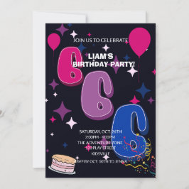 Vibrant 6th Birthday | Pink Blue Confetti Kaart